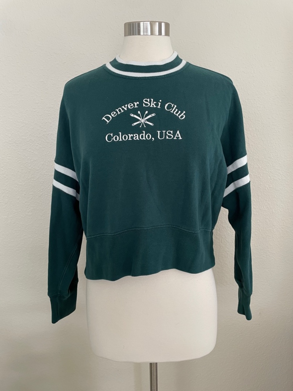 Abercrombie & Fitch Forest Green Sweatshirt with White Trim